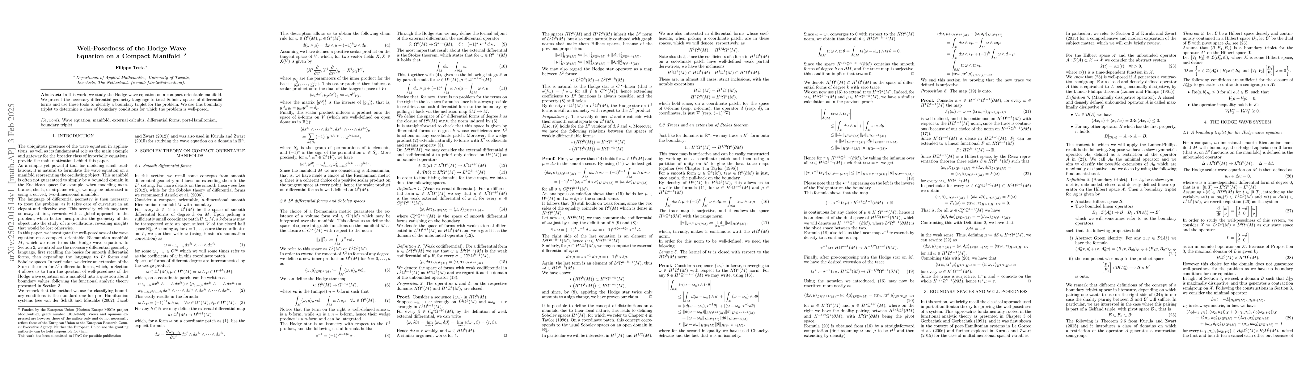 Thumbnail for Well-Posedness of the Hodge Wave Equation on a Compact Manifold