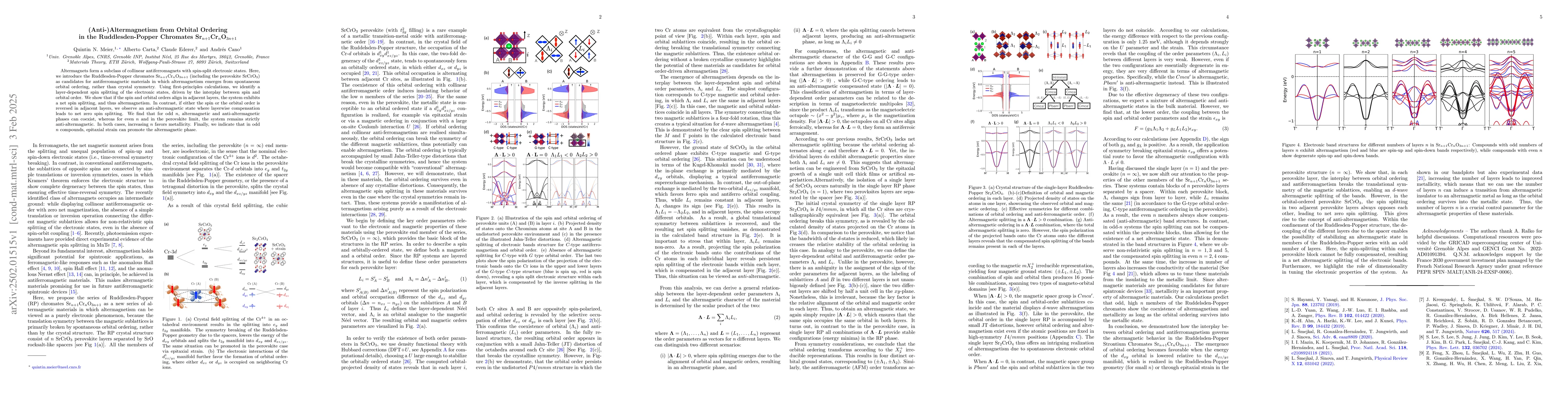 Thumbnail for (Anti-)Altermagnetism from Orbital Ordering in the Ruddlesden-Popper
  Chromates Sr$_{n+1}$Cr$_n$O$_{3n+1}$