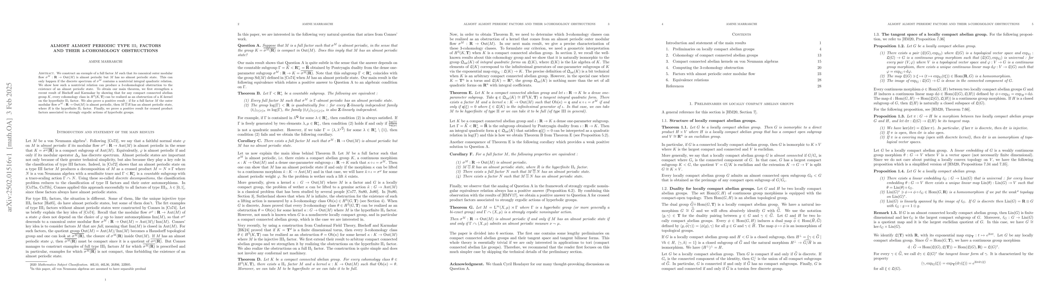 Thumbnail for Almost almost periodic type $\mathrm{III}_1$ factors and their
  3-cohomology obstructions