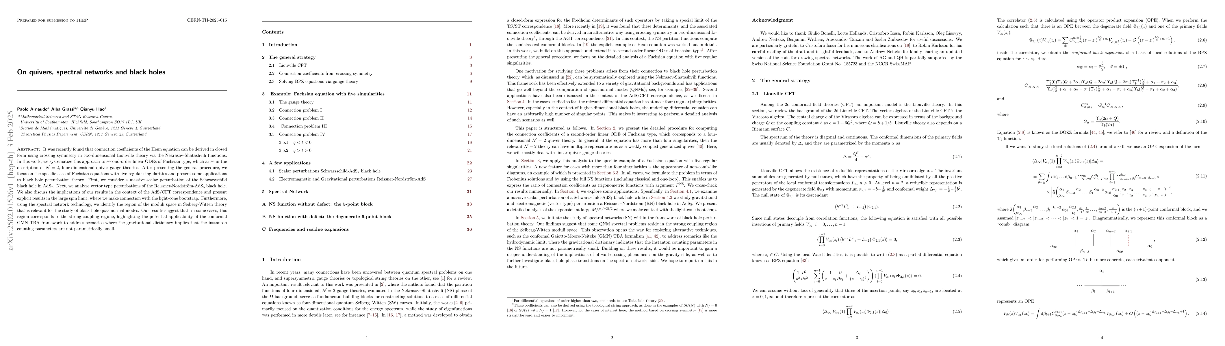 Thumbnail for On quivers, spectral networks and black holes