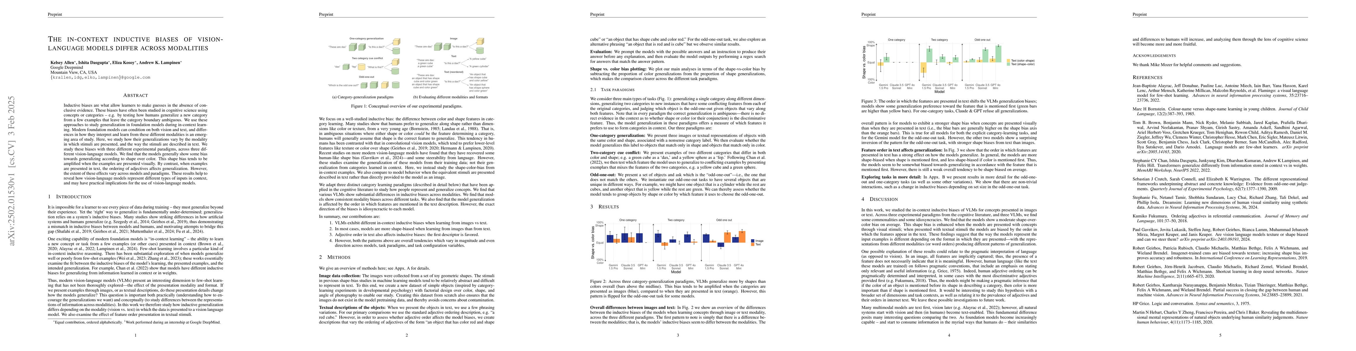Thumbnail for The in-context inductive biases of vision-language models differ across
  modalities