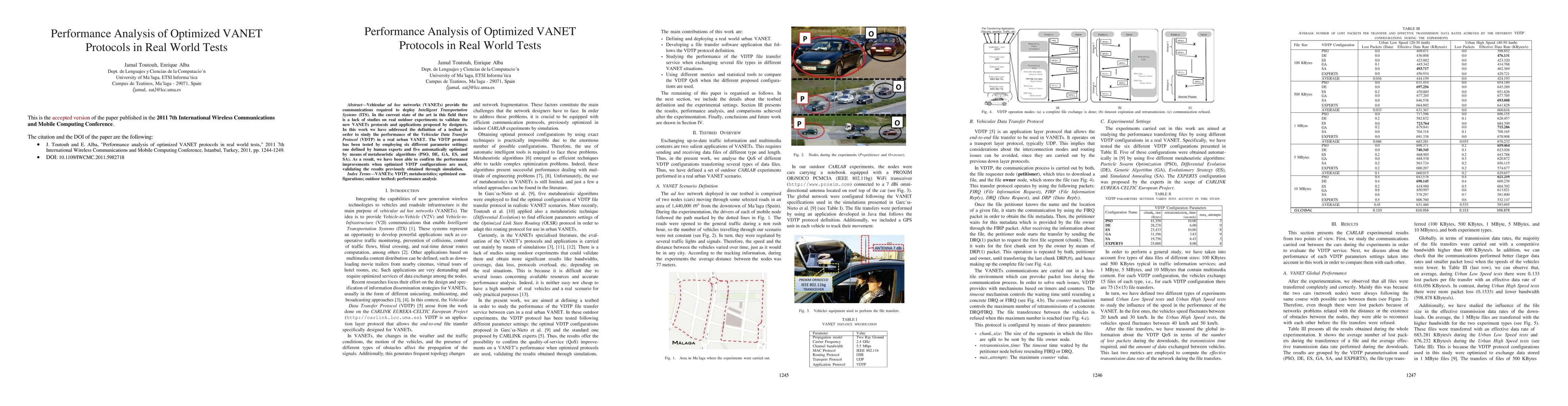 Thumbnail for Performance Analysis of Optimized VANET Protocols in Real World Tests