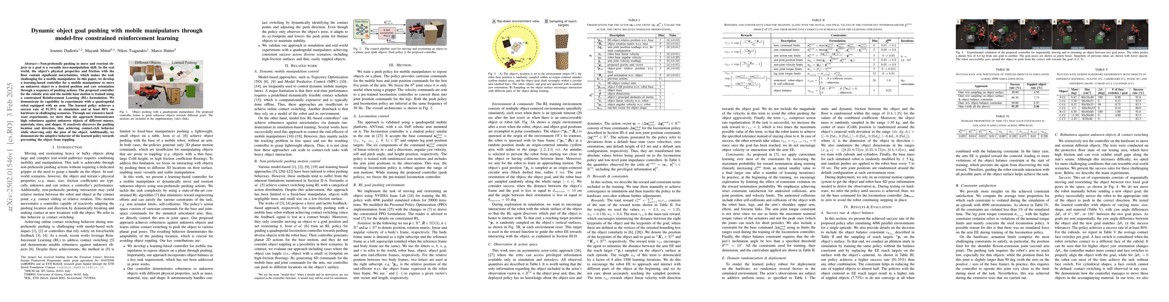 Thumbnail for Dynamic object goal pushing with mobile manipulators through model-free
  constrained reinforcement learning