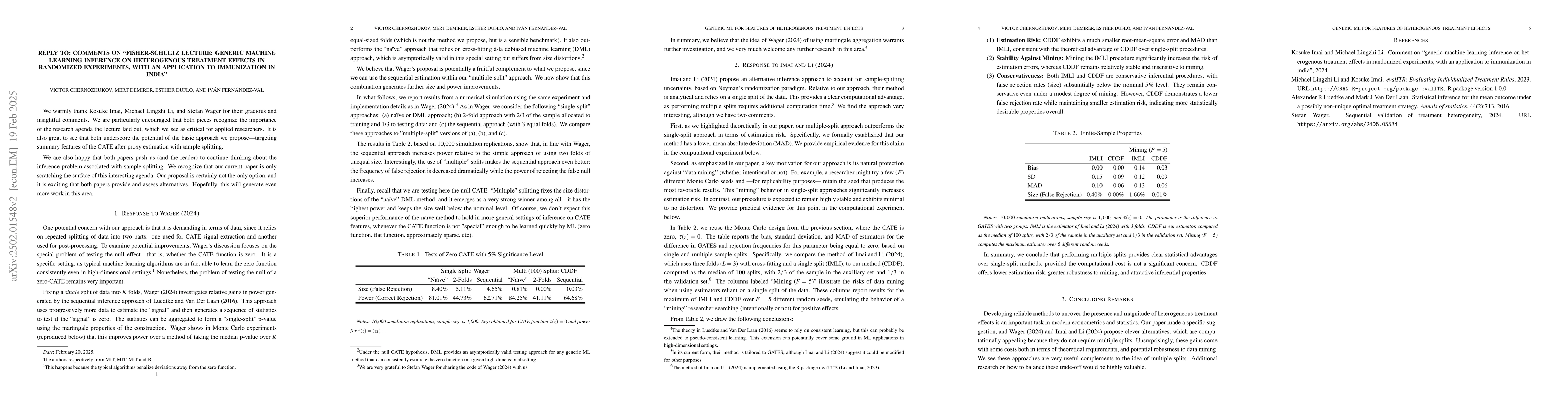 Thumbnail for Comment on "Sequential validation of treatment heterogeneity" and
  "Comment on generic machine learning inference on heterogeneous treatment
  effects in randomized experiments"