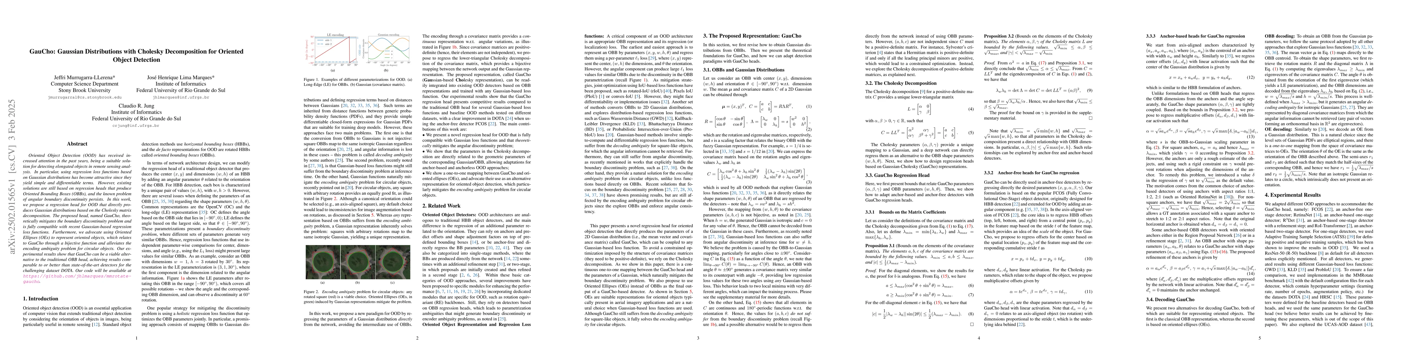 Thumbnail for GauCho: Gaussian Distributions with Cholesky Decomposition for Oriented
  Object Detection