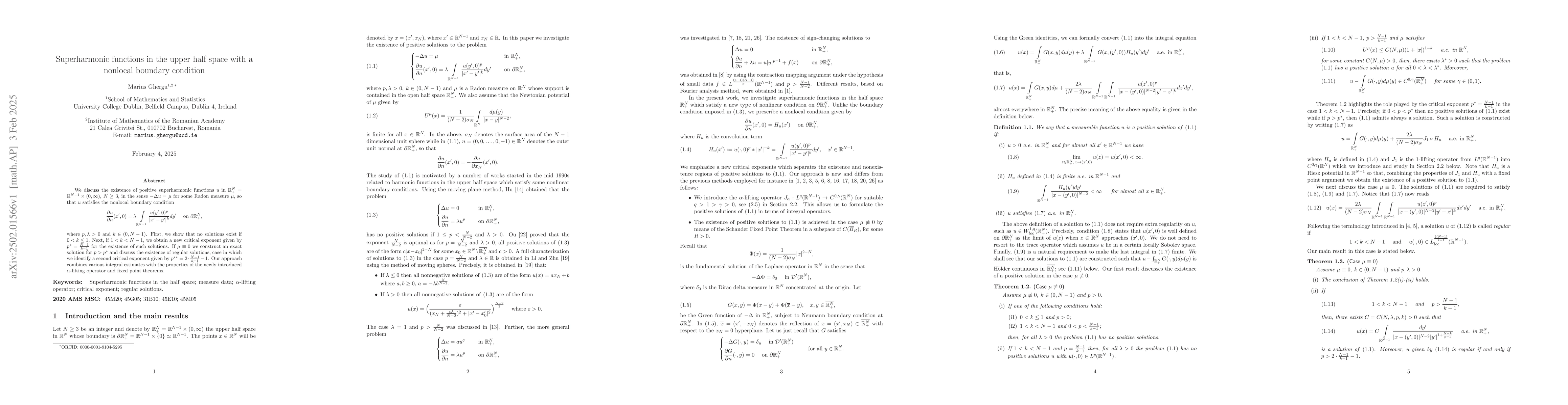 Thumbnail for Superharmonic functions in the upper half space with a nonlocal boundary
  condition