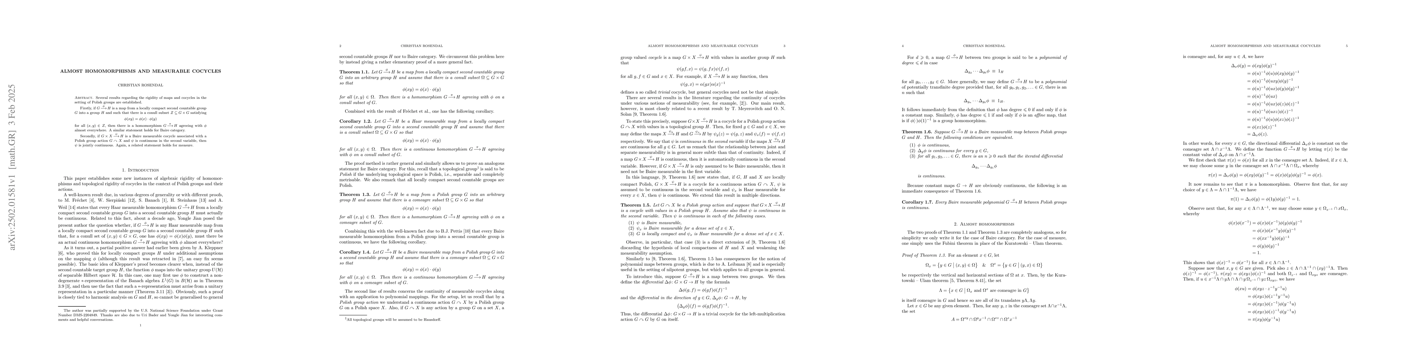 Thumbnail for Almost homomorphisms and measurable cocycles