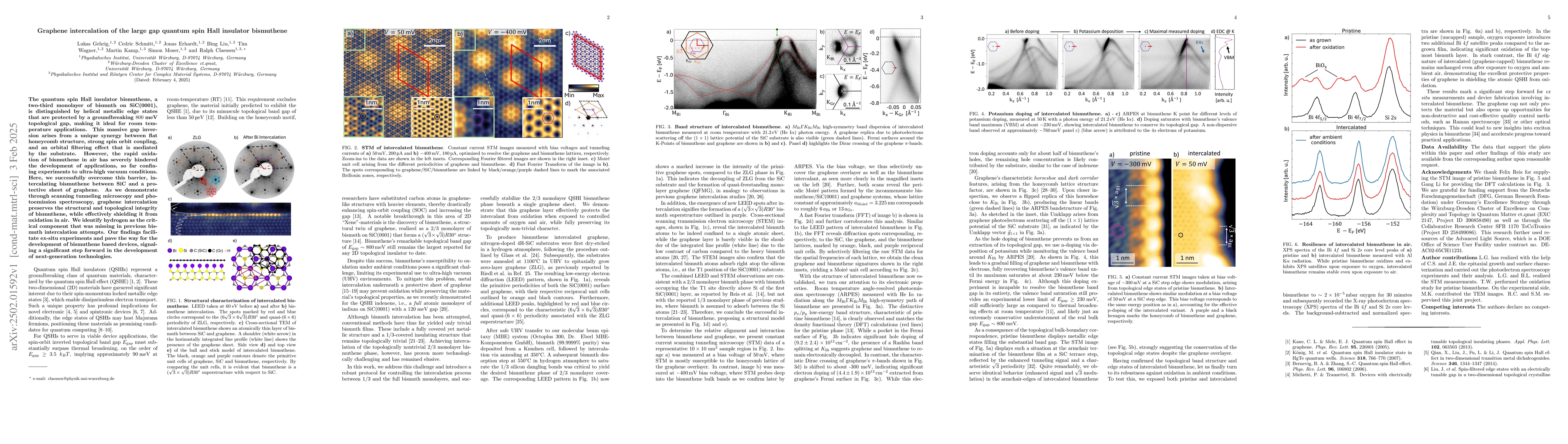 Thumbnail for Graphene intercalation of the large gap quantum spin Hall insulator
  bismuthene