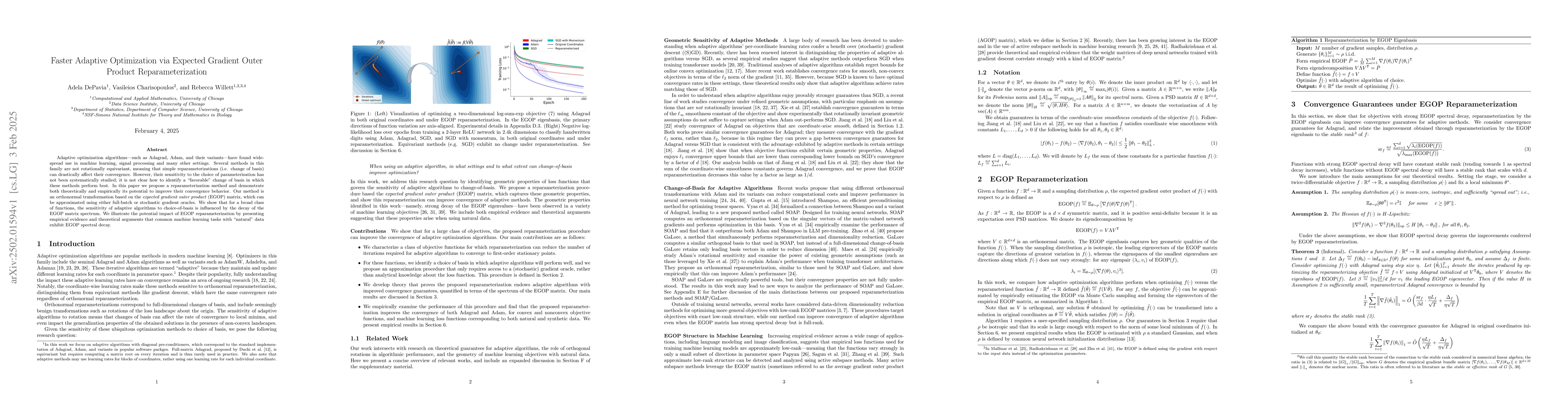 Thumbnail for Faster Adaptive Optimization via Expected Gradient Outer Product
  Reparameterization
