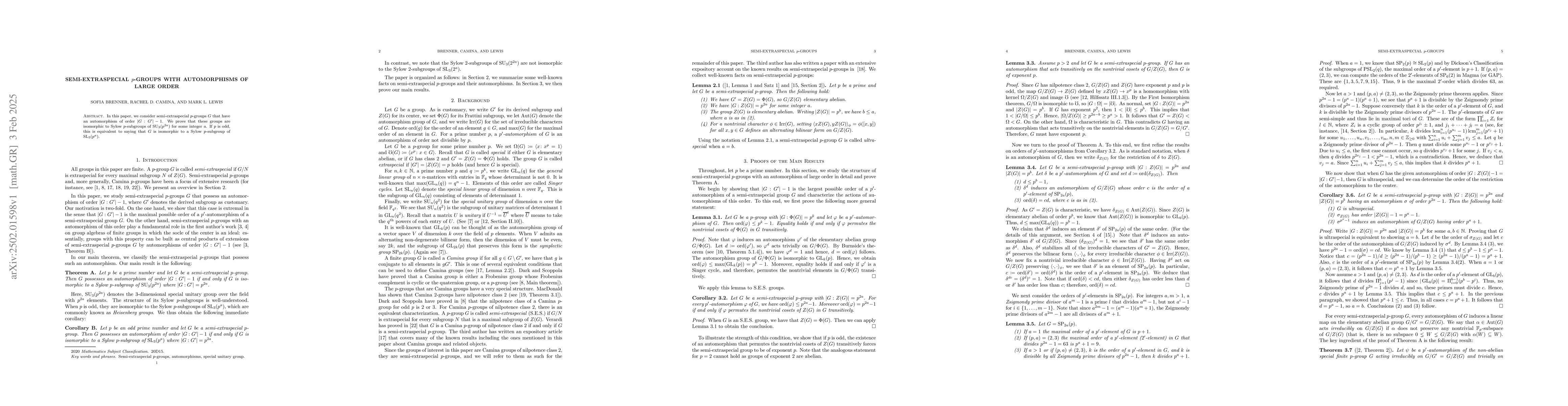 Thumbnail for Semi-extraspecial $p$-groups with automorphisms of large order