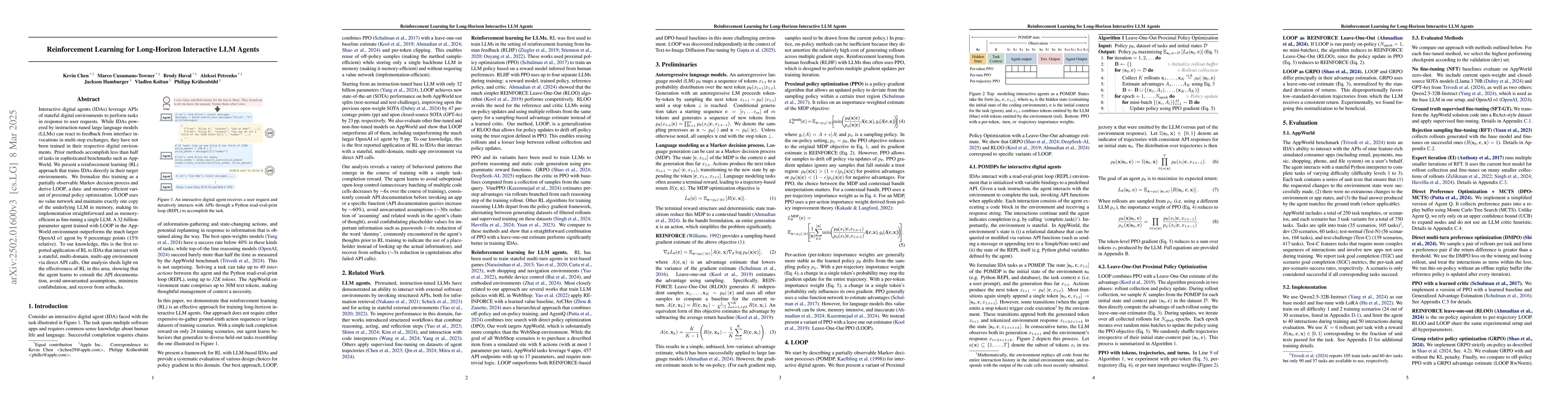 Thumbnail for Reinforcement Learning for Long-Horizon Interactive LLM Agents