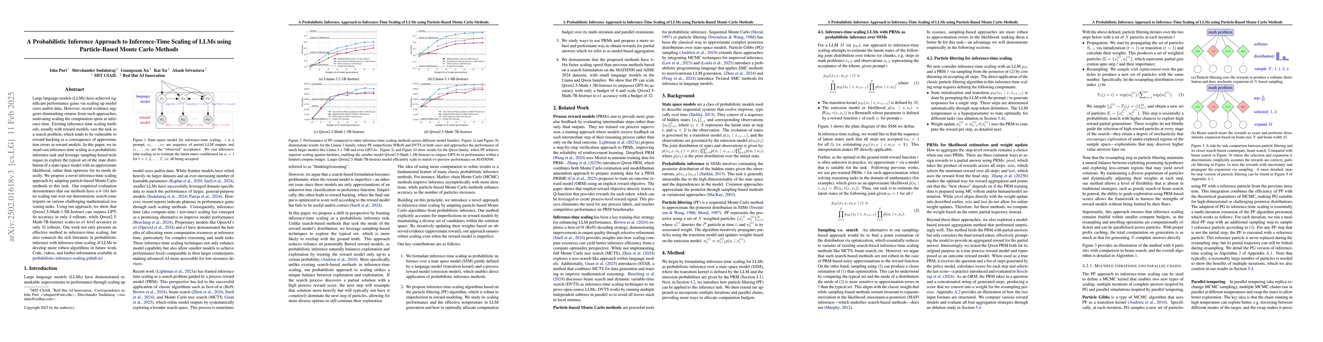 Thumbnail for A Probabilistic Inference Approach to Inference-Time Scaling of LLMs
  using Particle-Based Monte Carlo Methods