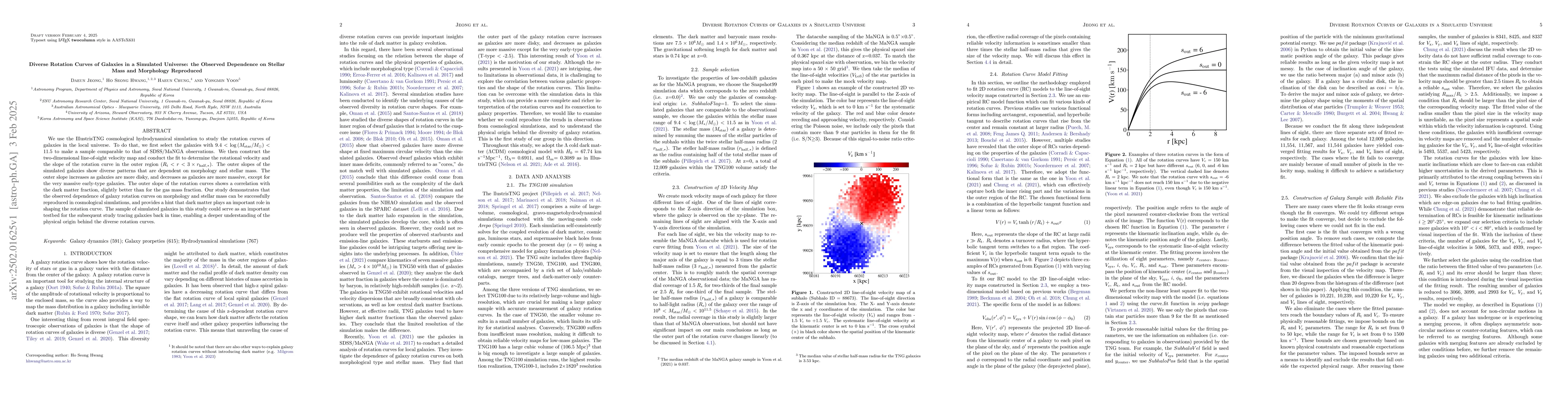 Thumbnail for Diverse Rotation Curves of Galaxies in a Simulated Universe: the
  Observed Dependence on Stellar Mass and Morphology Reproduced