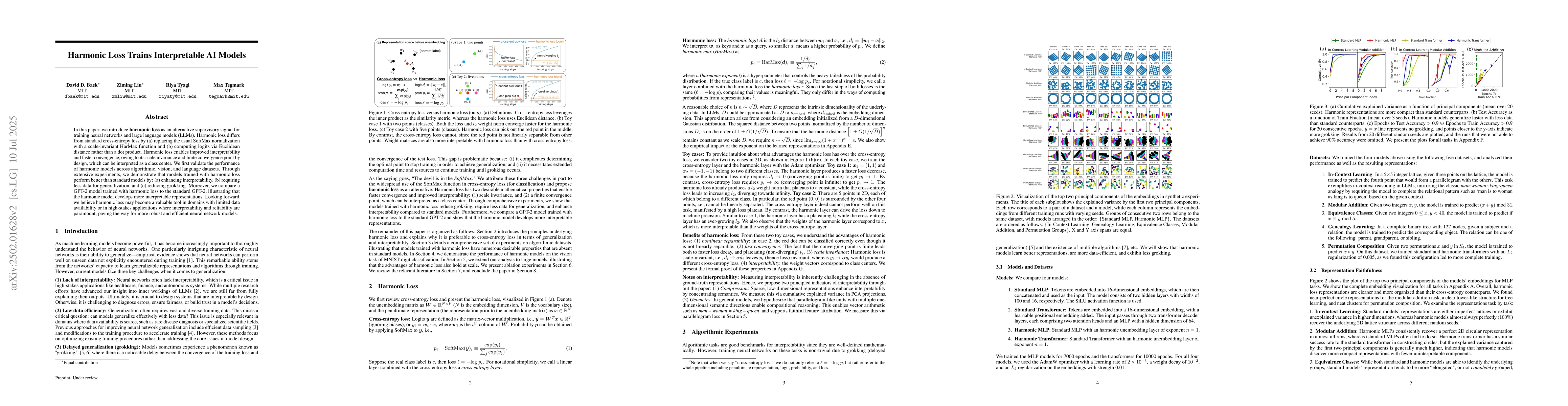 Thumbnail for Harmonic Loss Trains Interpretable AI Models