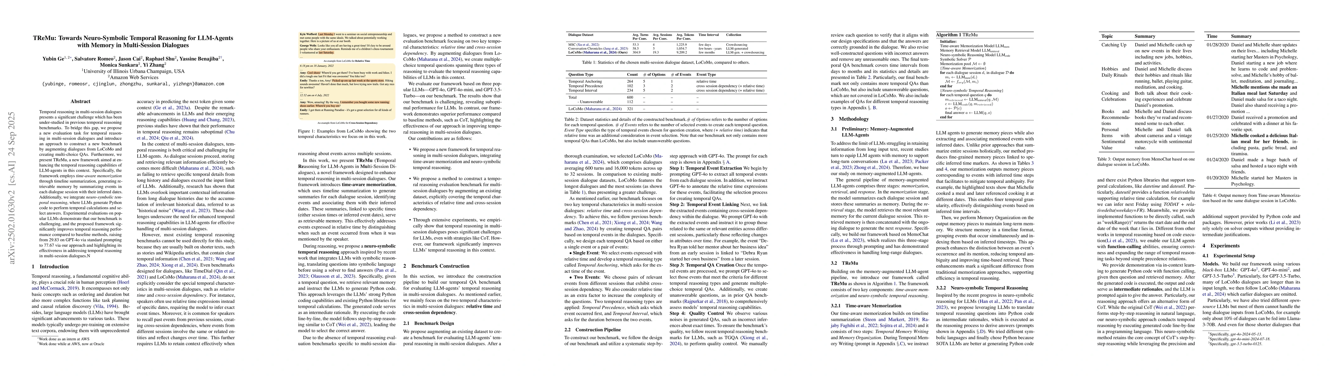 Thumbnail for TReMu: Towards Neuro-Symbolic Temporal Reasoning for LLM-Agents with
  Memory in Multi-Session Dialogues