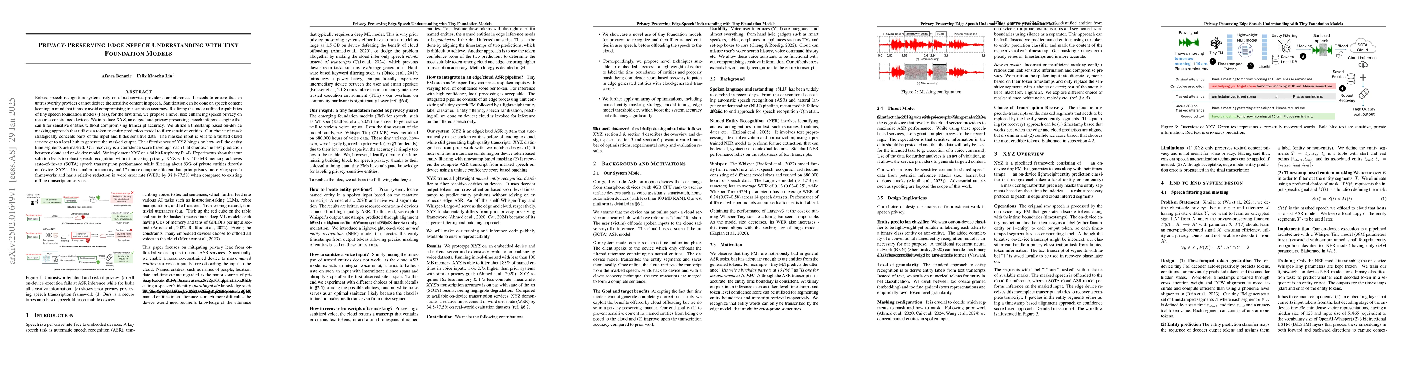 Thumbnail for Privacy-Preserving Edge Speech Understanding with Tiny Foundation Models