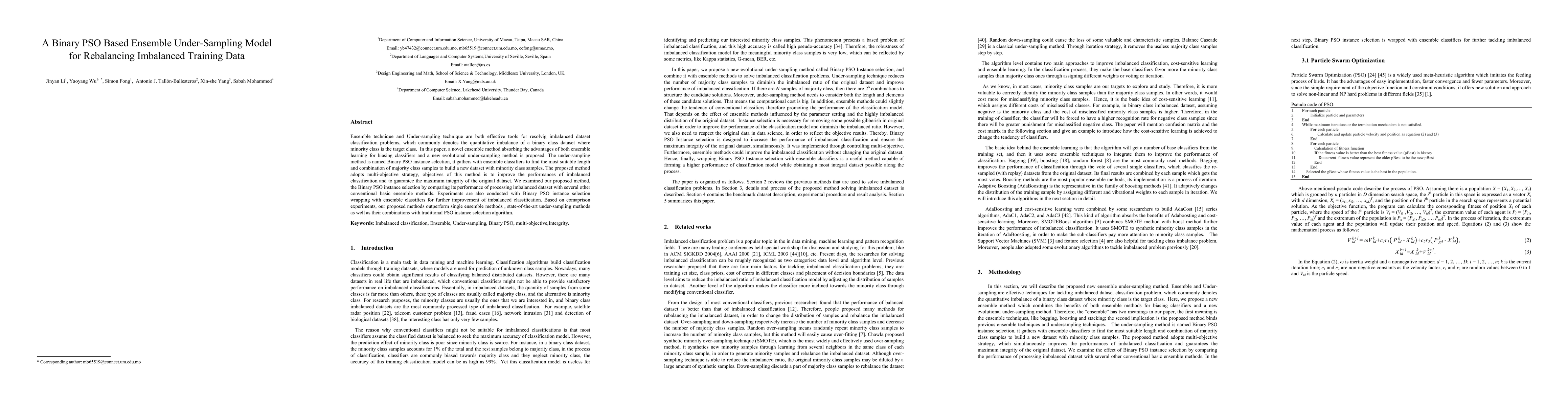 Thumbnail for A binary PSO based ensemble under-sampling model for rebalancing
  imbalanced training data