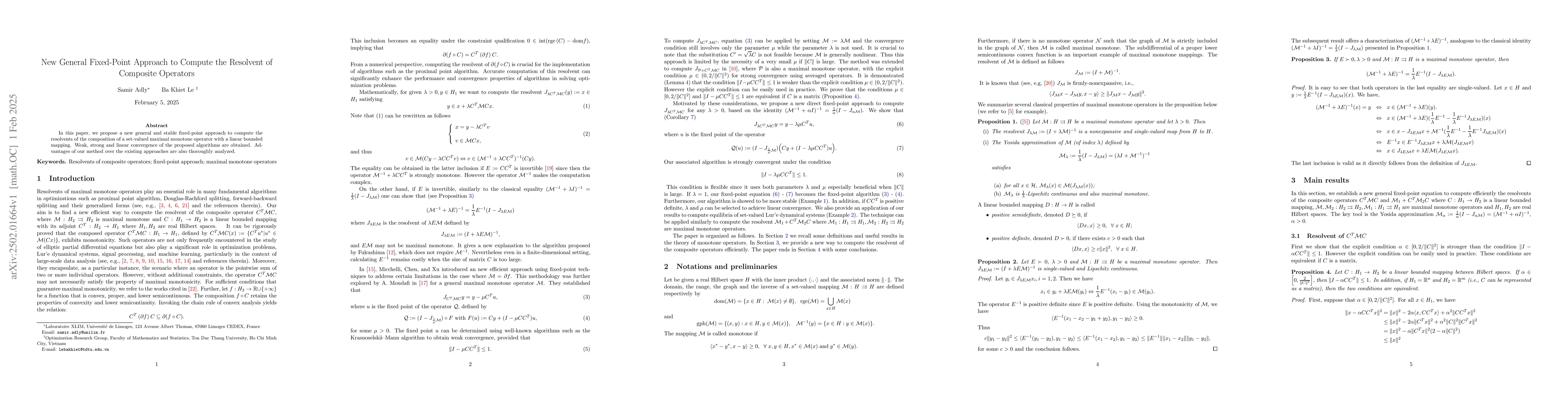 Thumbnail for New General Fixed-Point Approach to Compute the Resolvent of Composite
  Operators