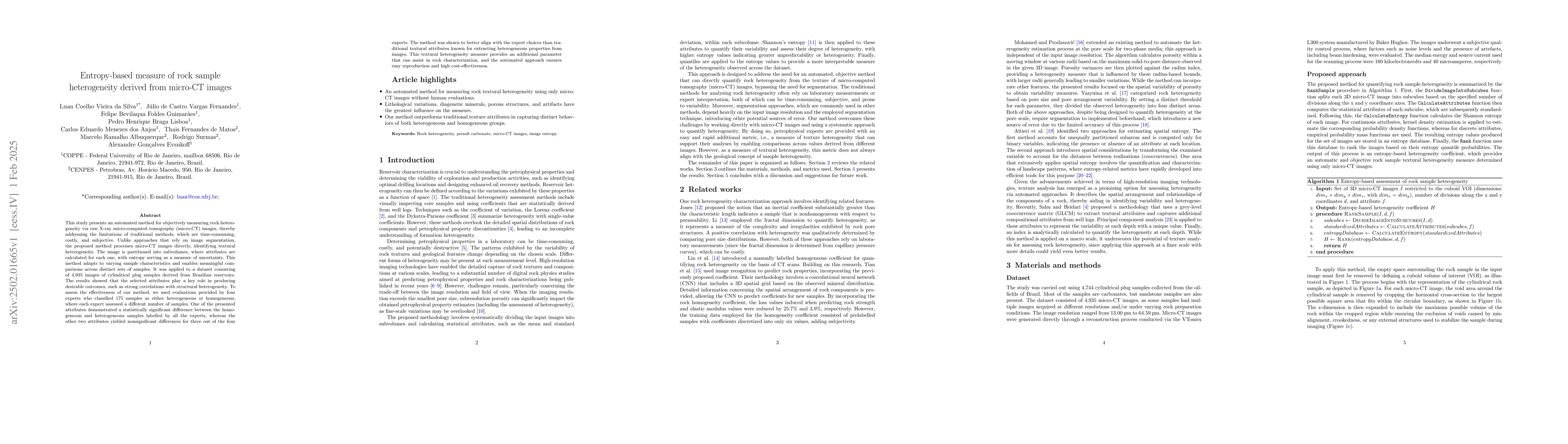 Thumbnail for Entropy-based measure of rock sample heterogeneity derived from micro-CT
  images