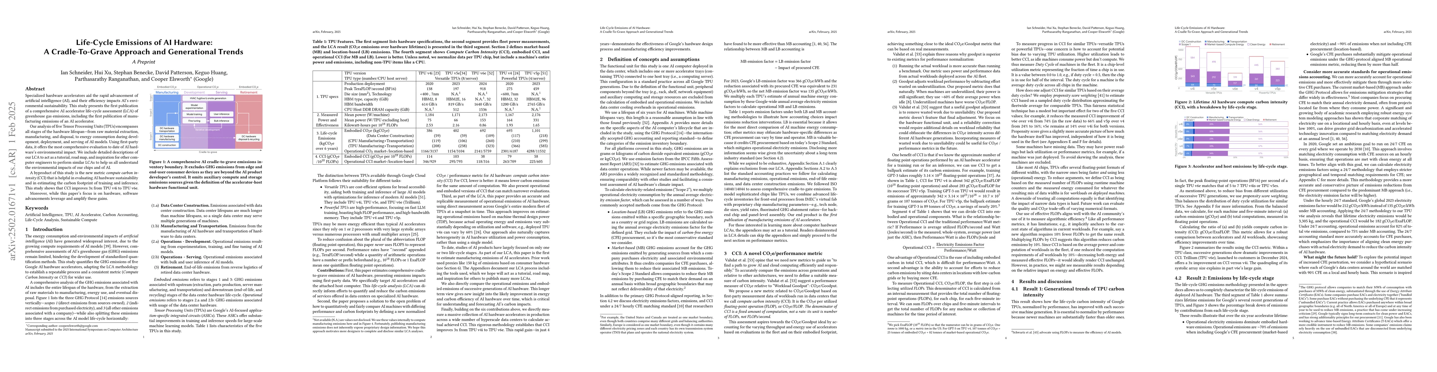 Thumbnail for Life-Cycle Emissions of AI Hardware: A Cradle-To-Grave Approach and
  Generational Trends
