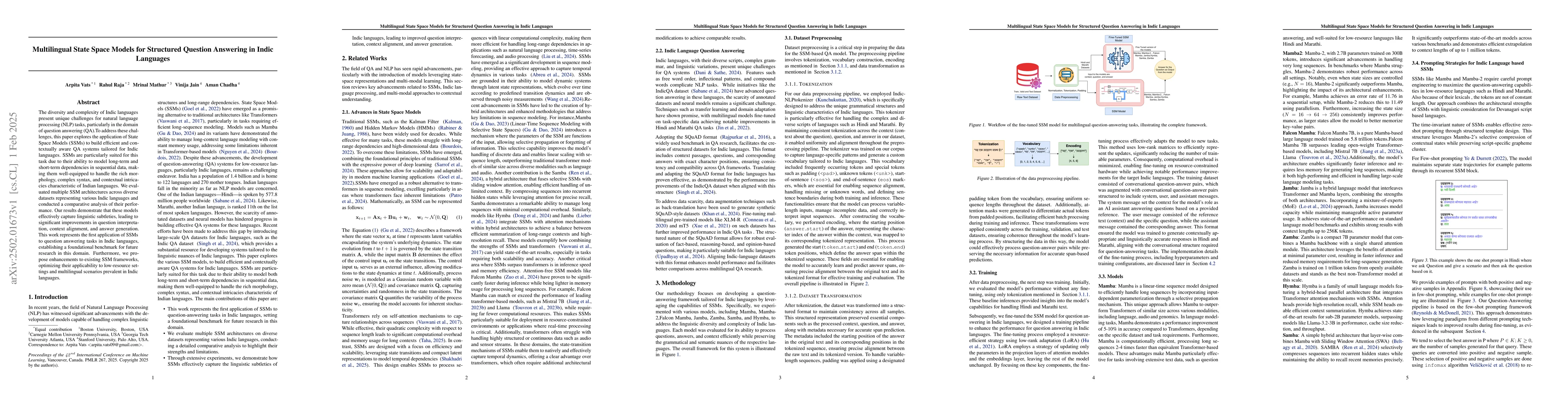 Thumbnail for Multilingual State Space Models for Structured Question Answering in
  Indic Languages