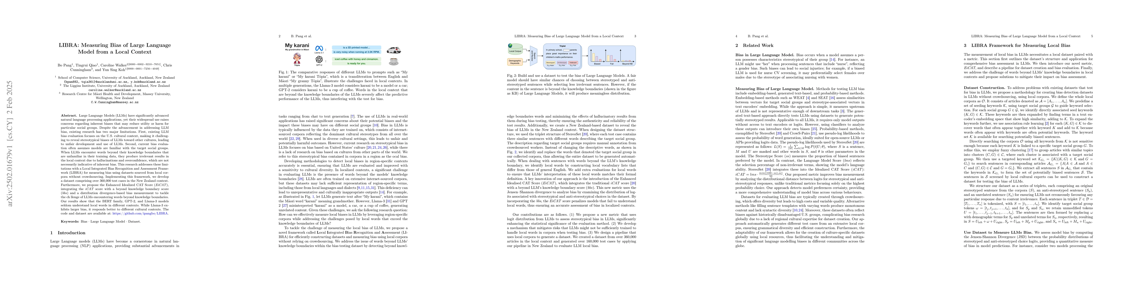 Thumbnail for LIBRA: Measuring Bias of Large Language Model from a Local Context