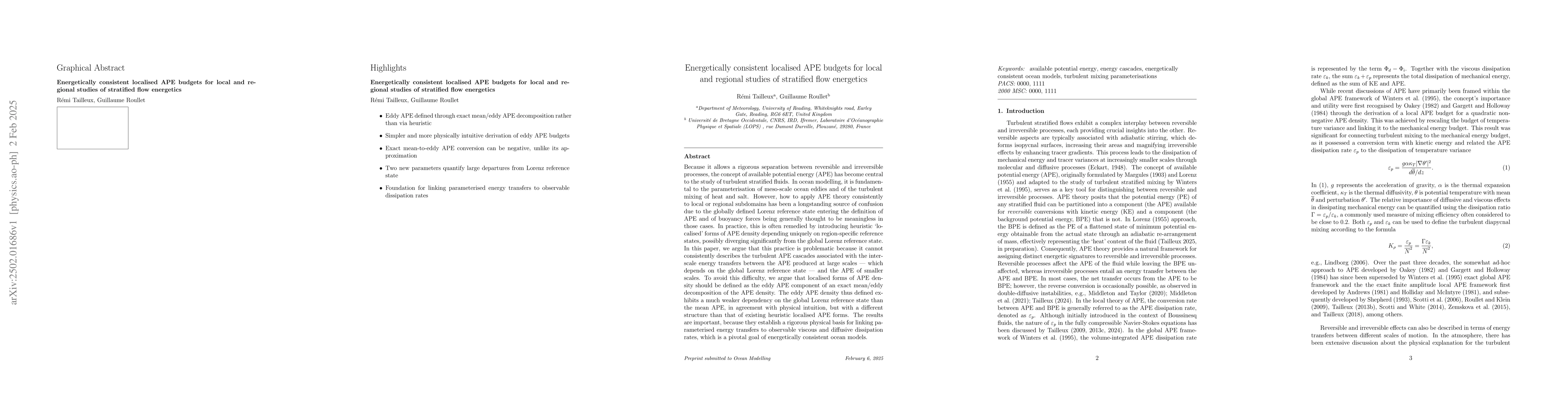 Thumbnail for Energetically consistent localised APE budgets for local and regional
  studies of stratified flow energetics