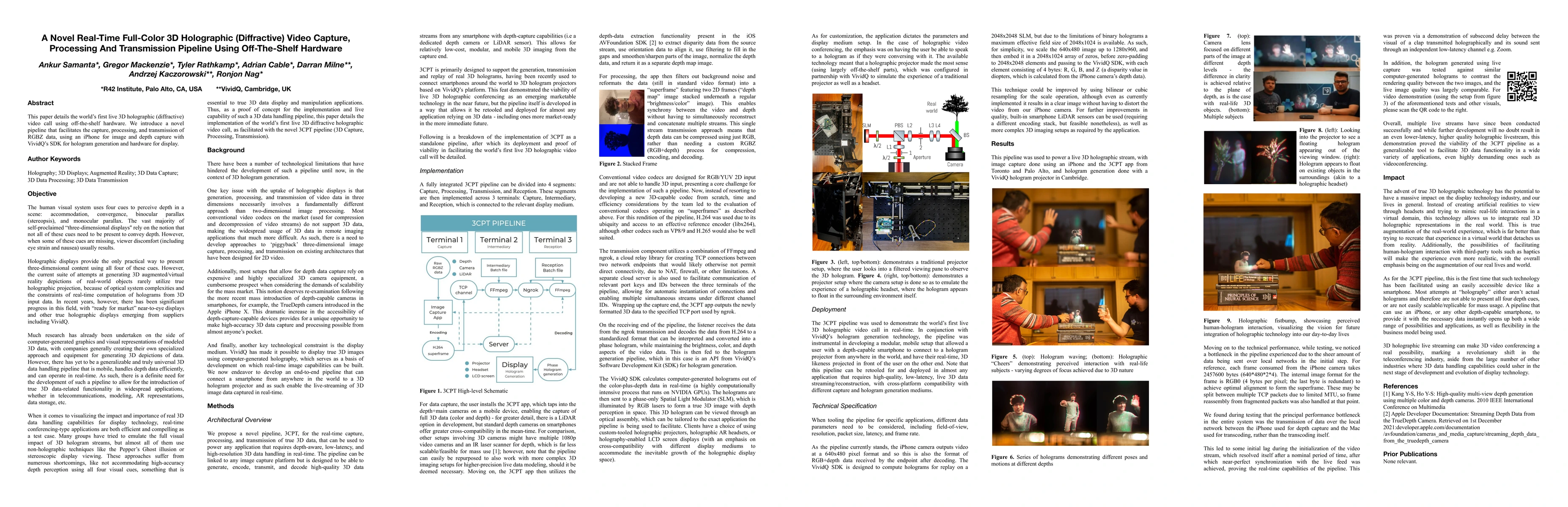 Thumbnail for A Novel Real-Time Full-Color 3D Holographic (Diffractive) Video Capture,
  Processing, and Transmission Pipeline Using Off-The-Shelf Hardware