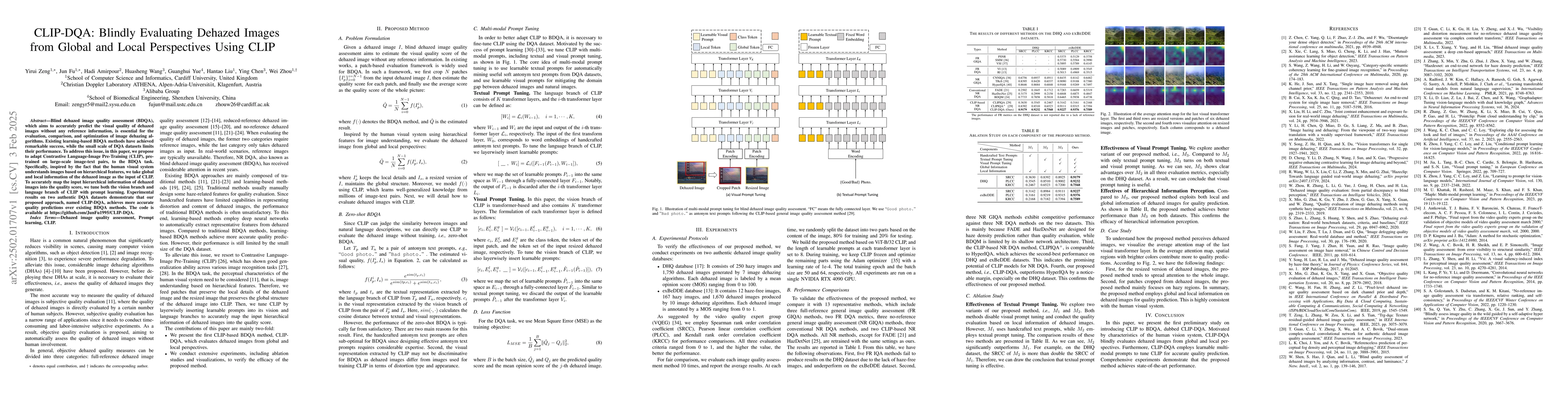 Thumbnail for CLIP-DQA: Blindly Evaluating Dehazed Images from Global and Local
  Perspectives Using CLIP