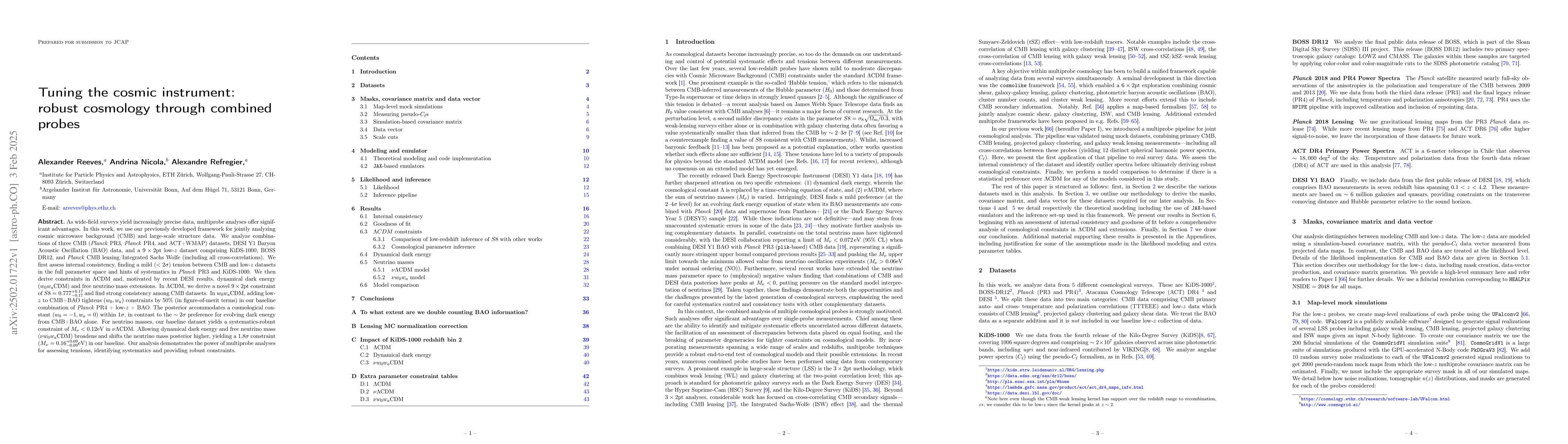 Thumbnail for Tuning the cosmic instrument: robust cosmology through combined probes