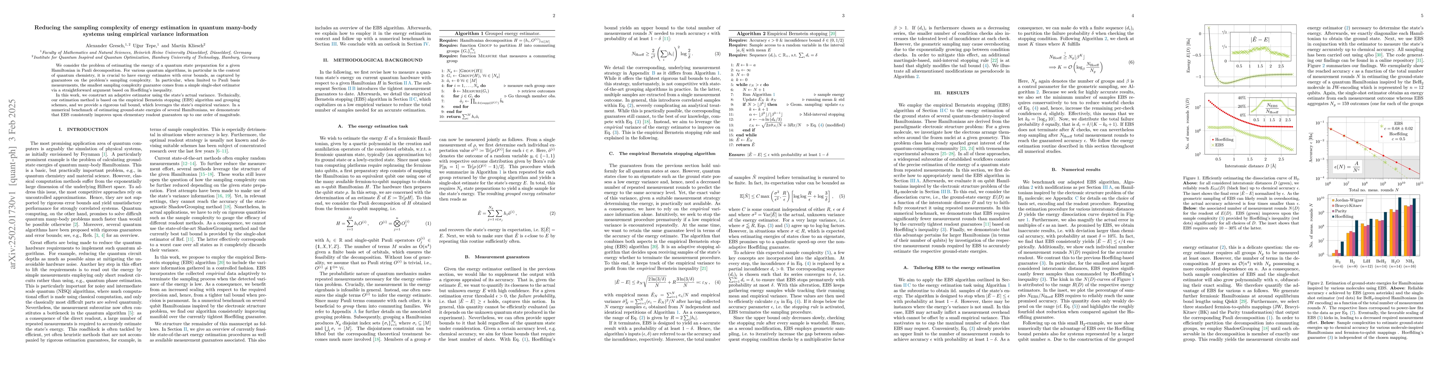 Thumbnail for Reducing the sampling complexity of energy estimation in quantum
  many-body systems using empirical variance information