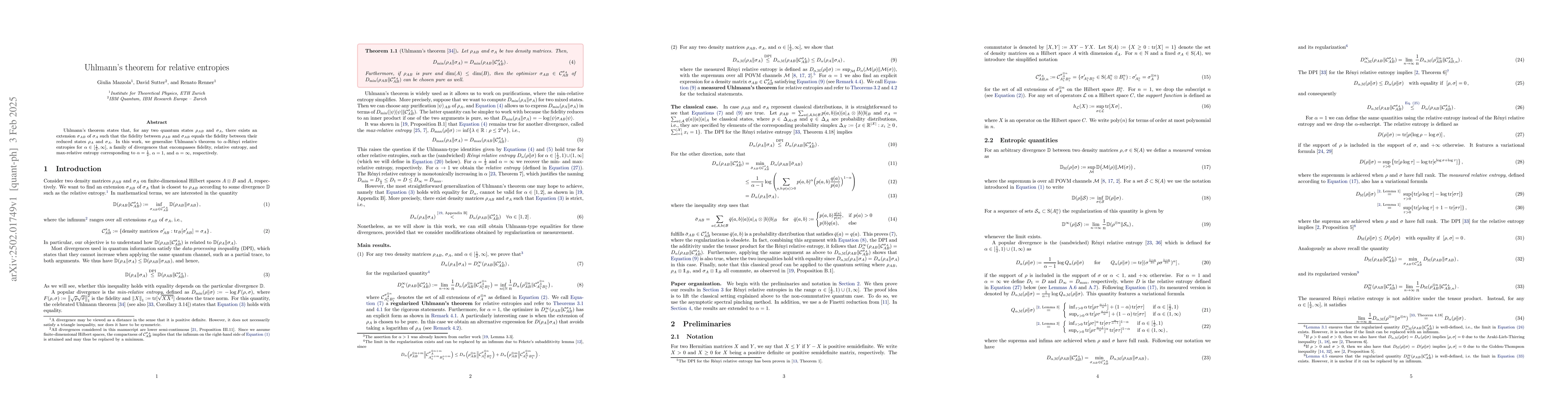 Thumbnail for Uhlmann's theorem for relative entropies
