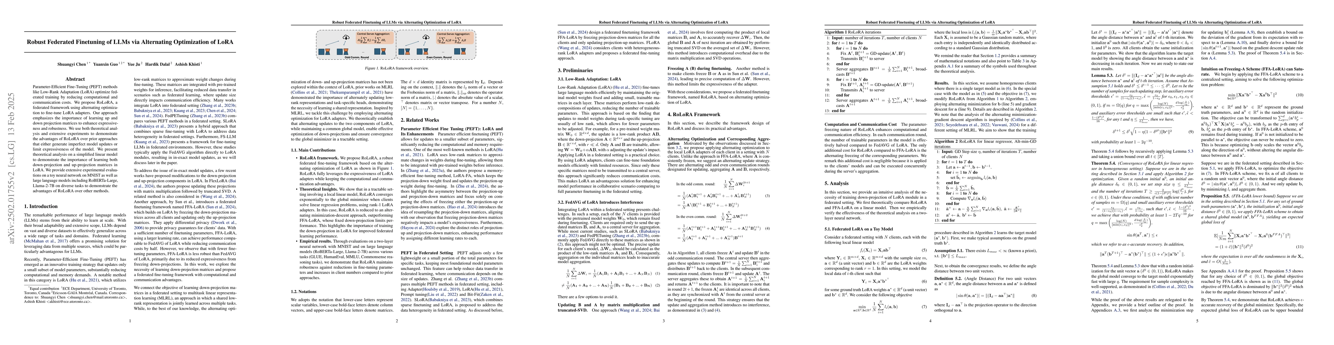 Thumbnail for Robust Federated Finetuning of LLMs via Alternating Optimization of LoRA