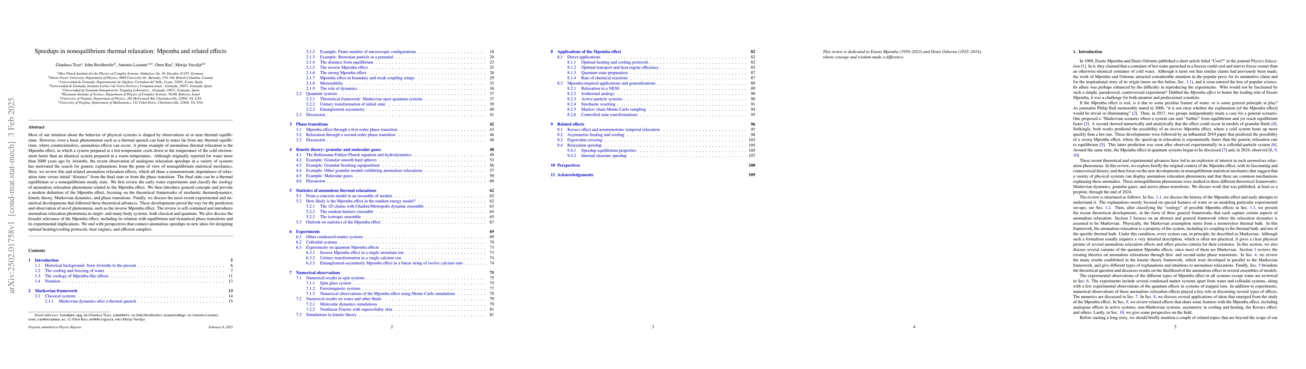 Thumbnail for Speedups in nonequilibrium thermal relaxation: Mpemba and related
  effects