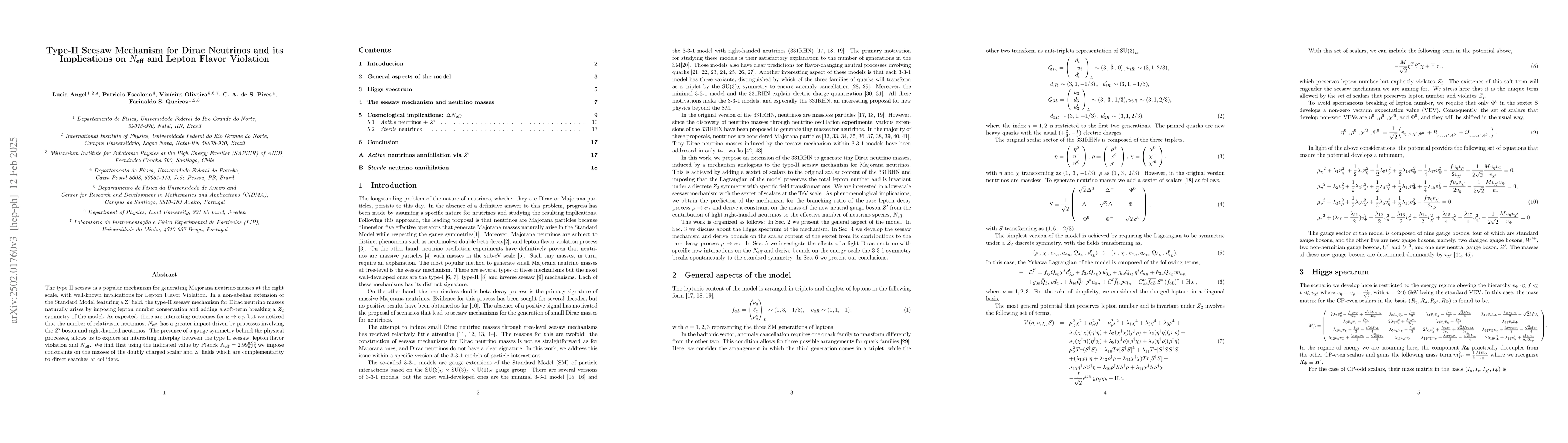 Thumbnail for Type-II Seesaw Mechanism for Dirac Neutrinos and its Implications on
  $N_{\text{eff}}$ and Lepton Flavor Violation