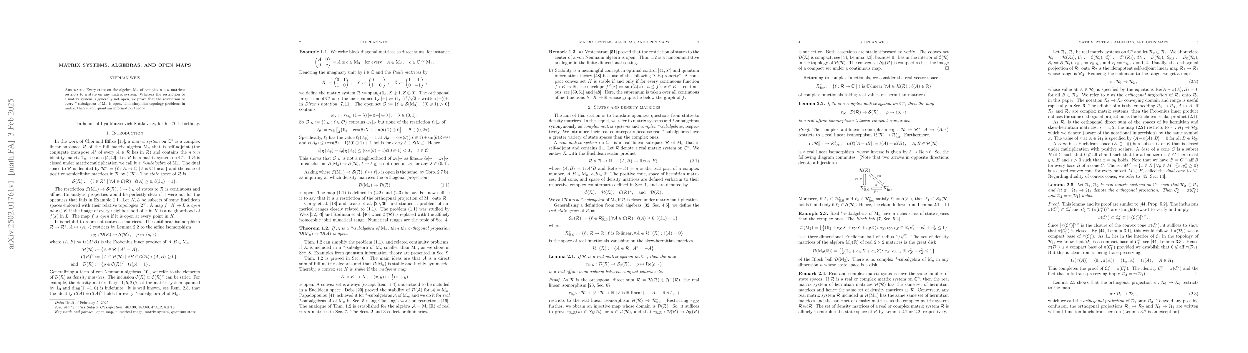 Thumbnail for Matrix systems, algebras, and open maps