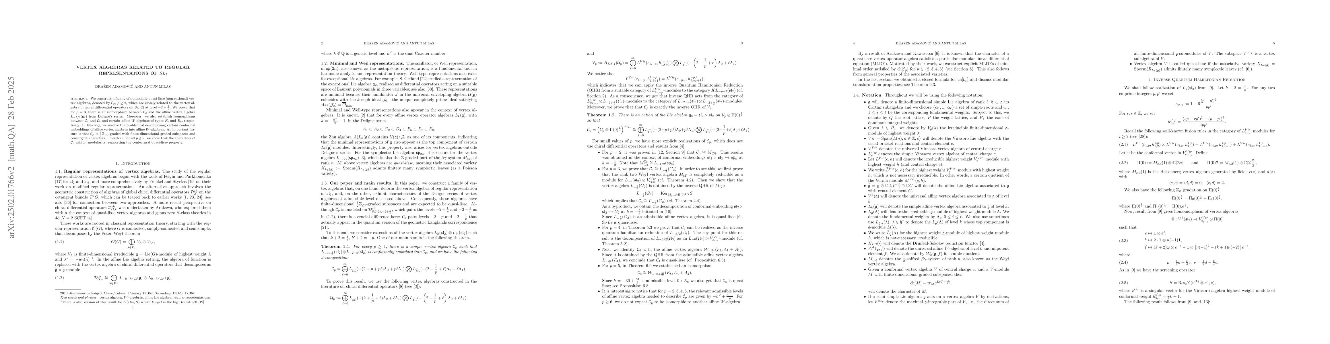 Thumbnail for Vertex algebras related to regular representations of $SL_2$