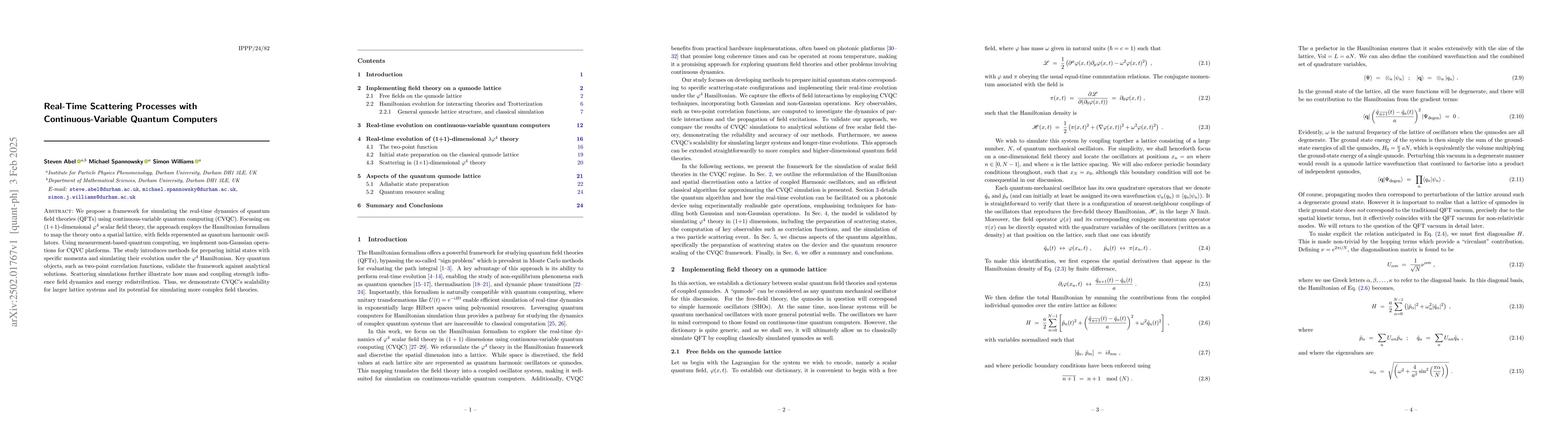 Thumbnail for Real-Time Scattering Processes with Continuous-Variable Quantum
  Computers