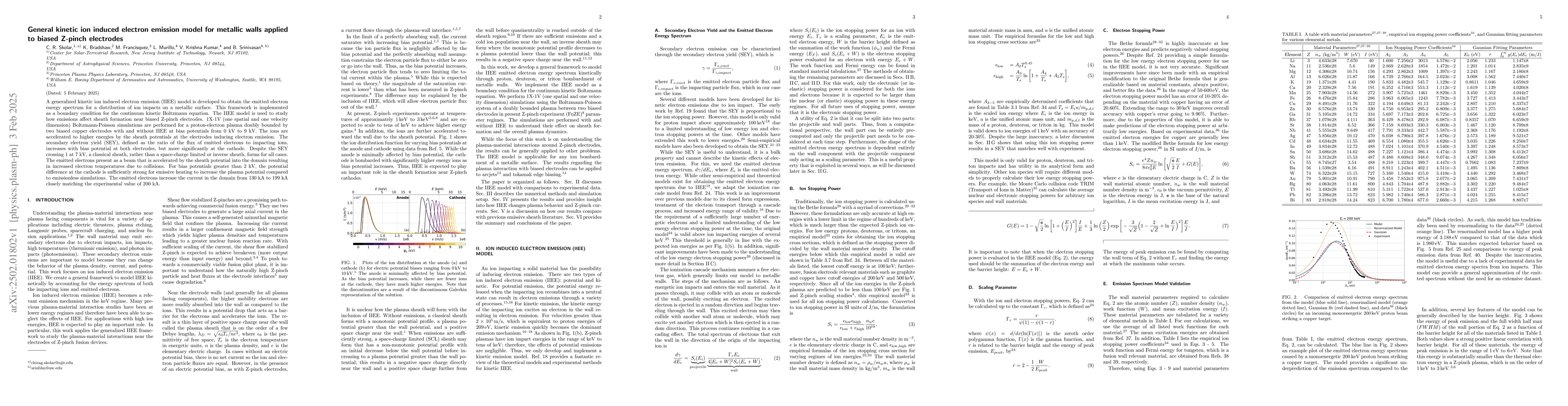 Thumbnail for General kinetic ion induced electron emission model for metallic walls
  applied to biased Z-pinch electrodes