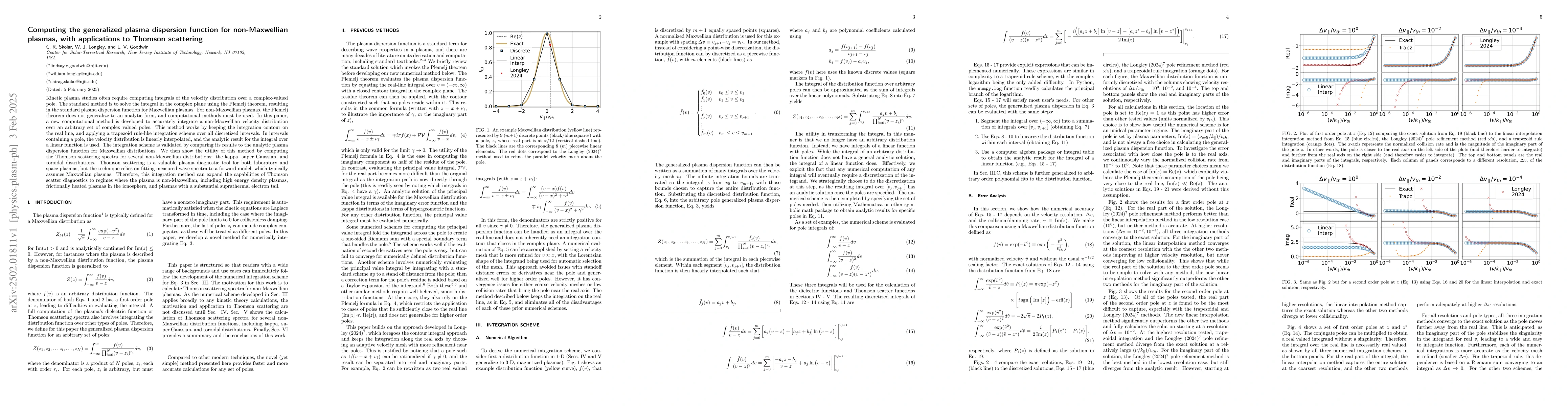 Thumbnail for Computing the generalized plasma dispersion function for non-Maxwellian
  plasmas, with applications to Thomson scattering