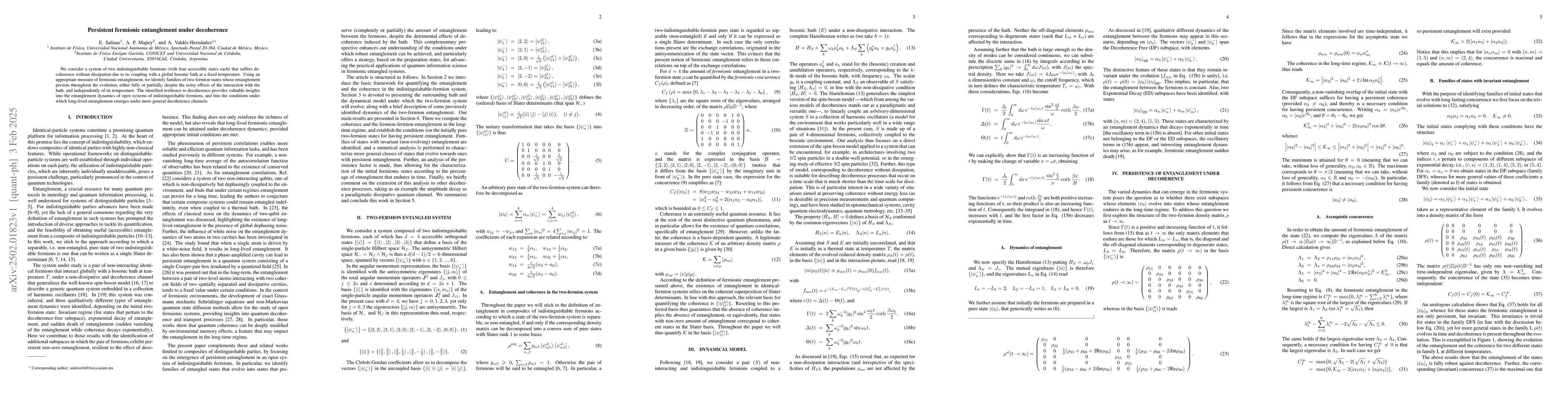 Thumbnail for Persistent fermionic entanglement under decoherence