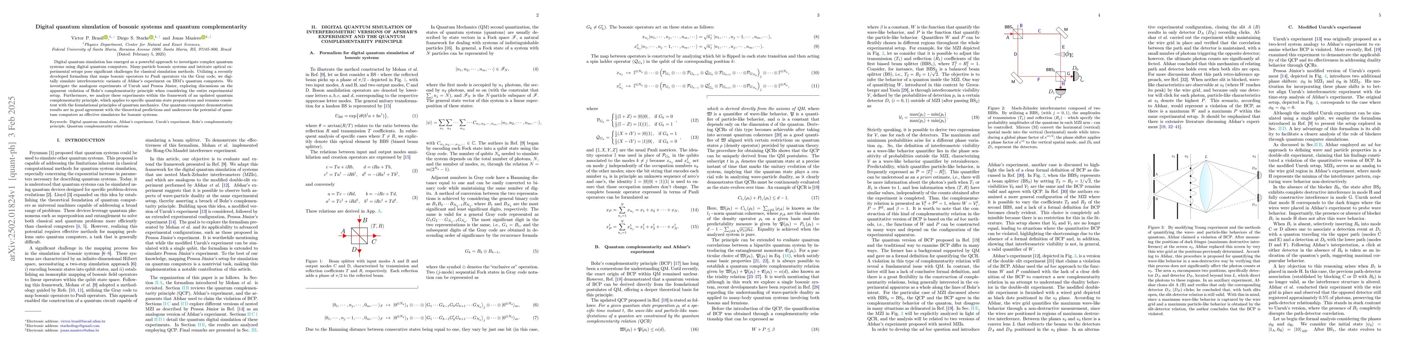 Thumbnail for Digital quantum simulation of bosonic systems and quantum
  complementarity