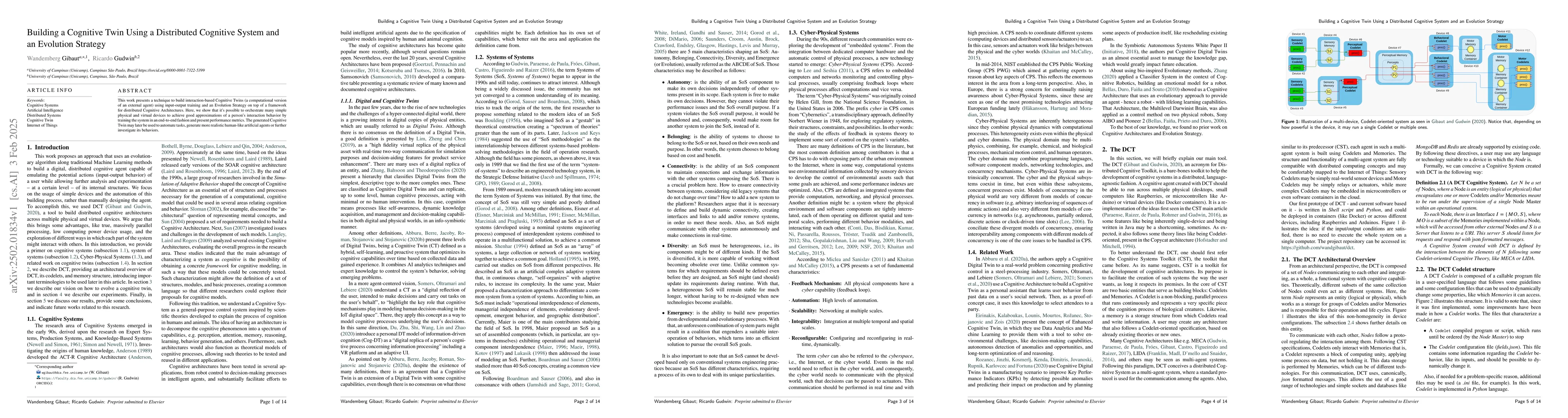 Thumbnail for Building a Cognitive Twin Using a Distributed Cognitive System and an
  Evolution Strategy