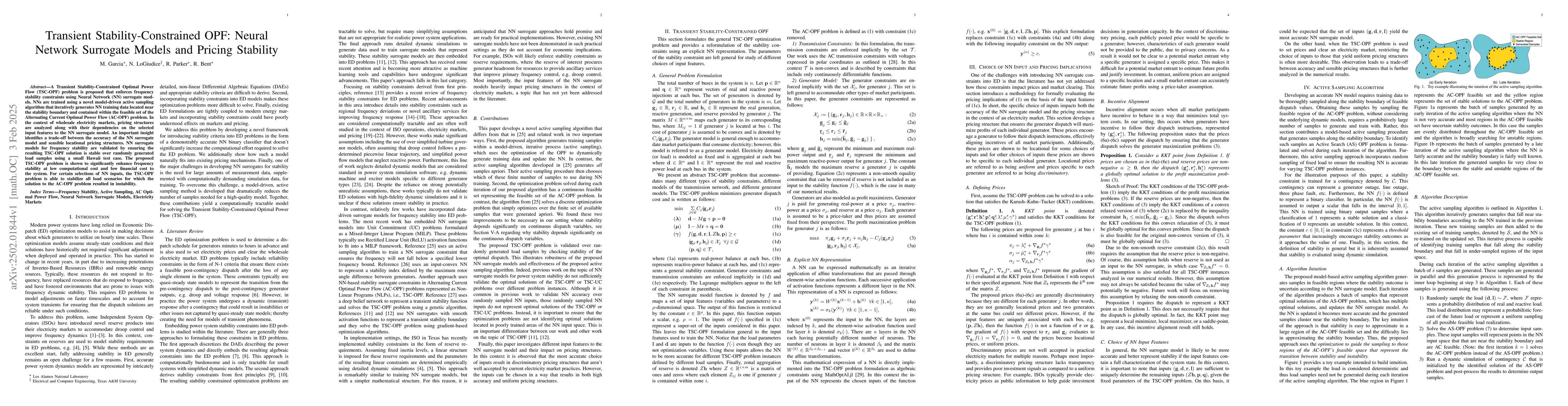 Thumbnail for Transient Stability-Constrained OPF: Neural Network Surrogate Models and
  Pricing Stability