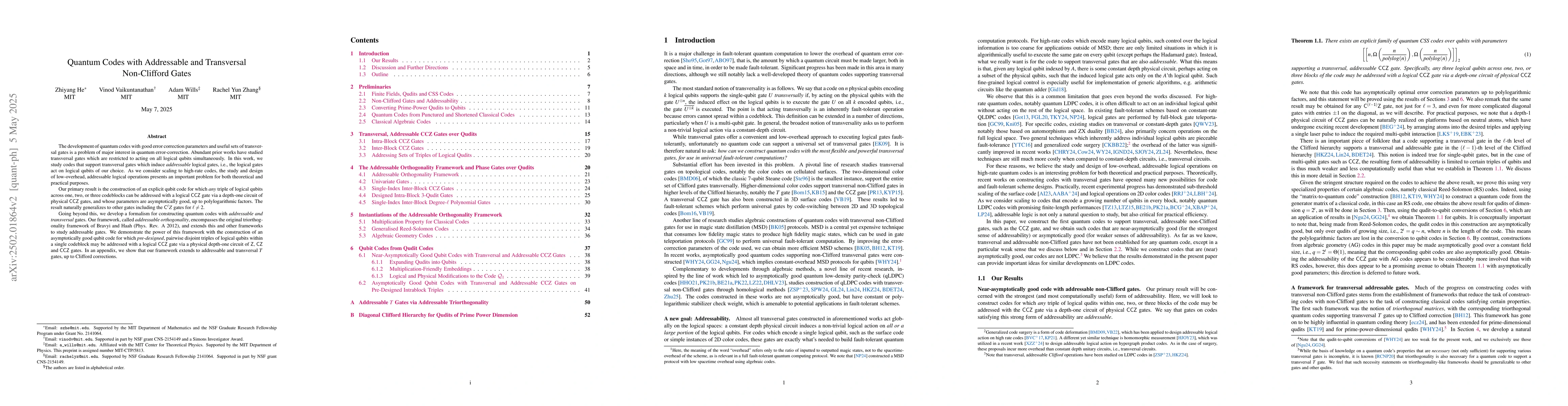 Thumbnail for Quantum Codes with Addressable and Transversal Non-Clifford Gates