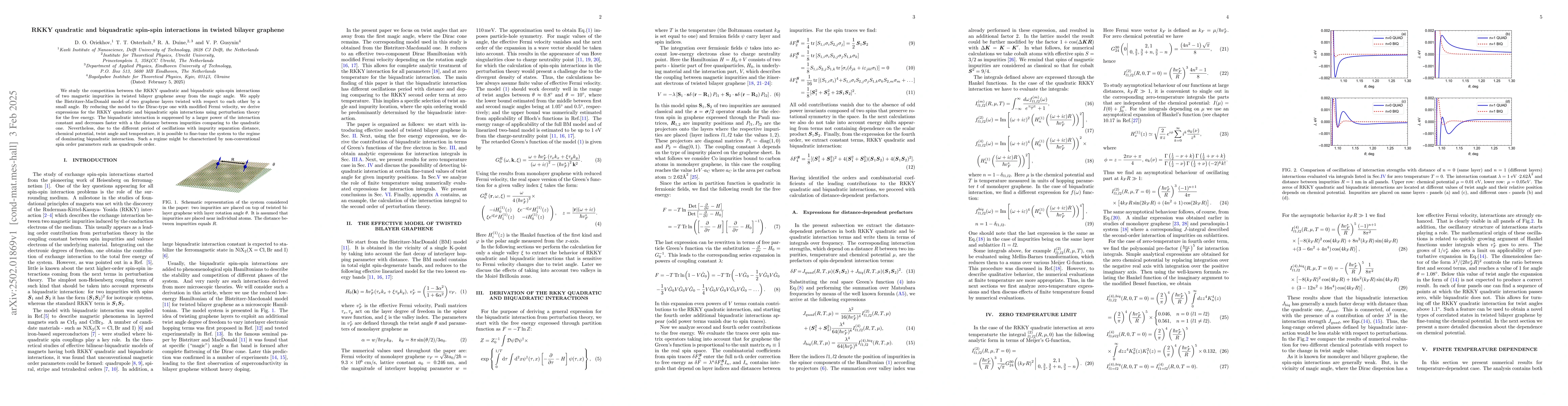 Thumbnail for RKKY quadratic and biquadratic spin-spin interactions in twisted bilayer
  graphene