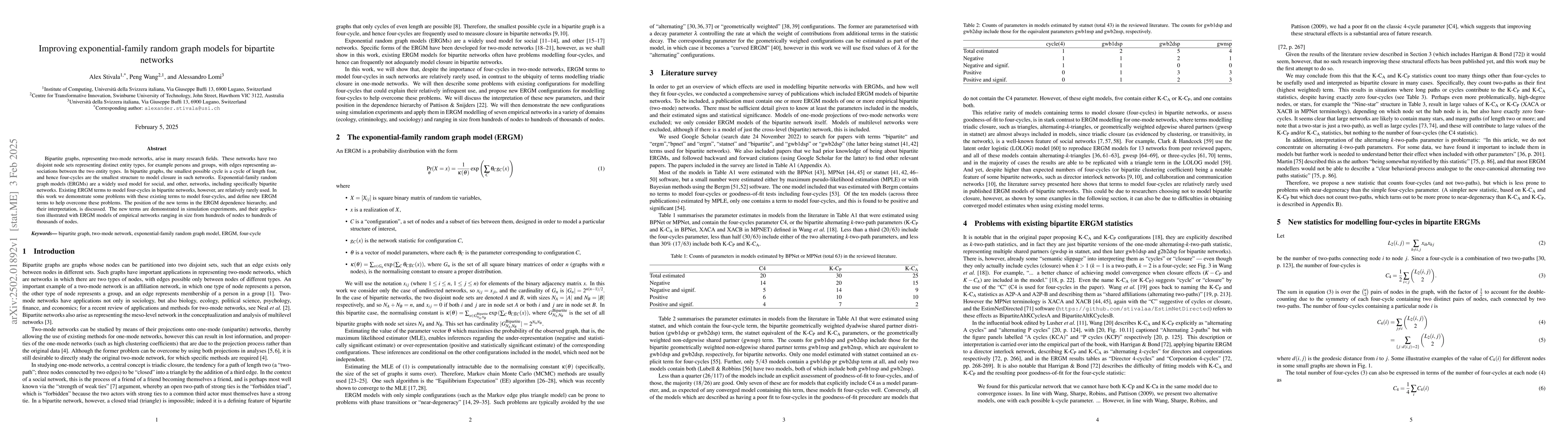 Thumbnail for Improving exponential-family random graph models for bipartite networks