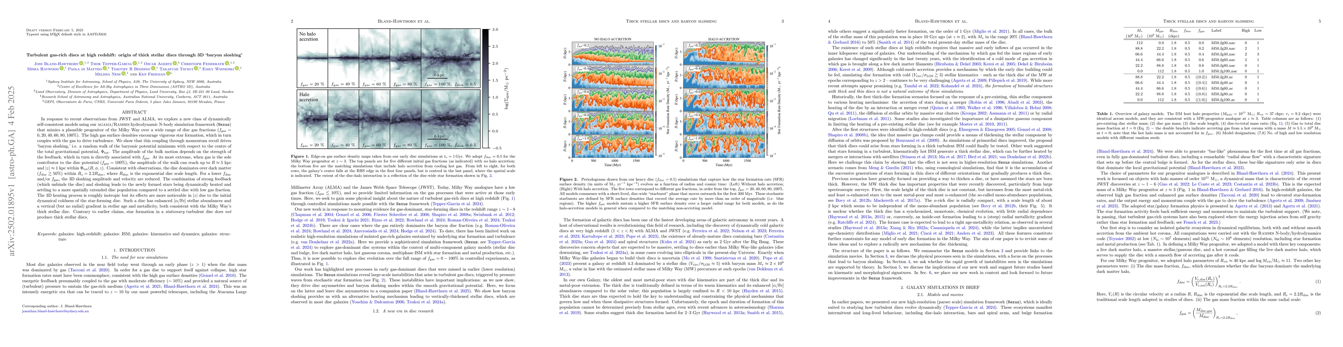 Thumbnail for Turbulent gas-rich discs at high redshift: origin of thick stellar discs
  through 3D 'baryon sloshing'