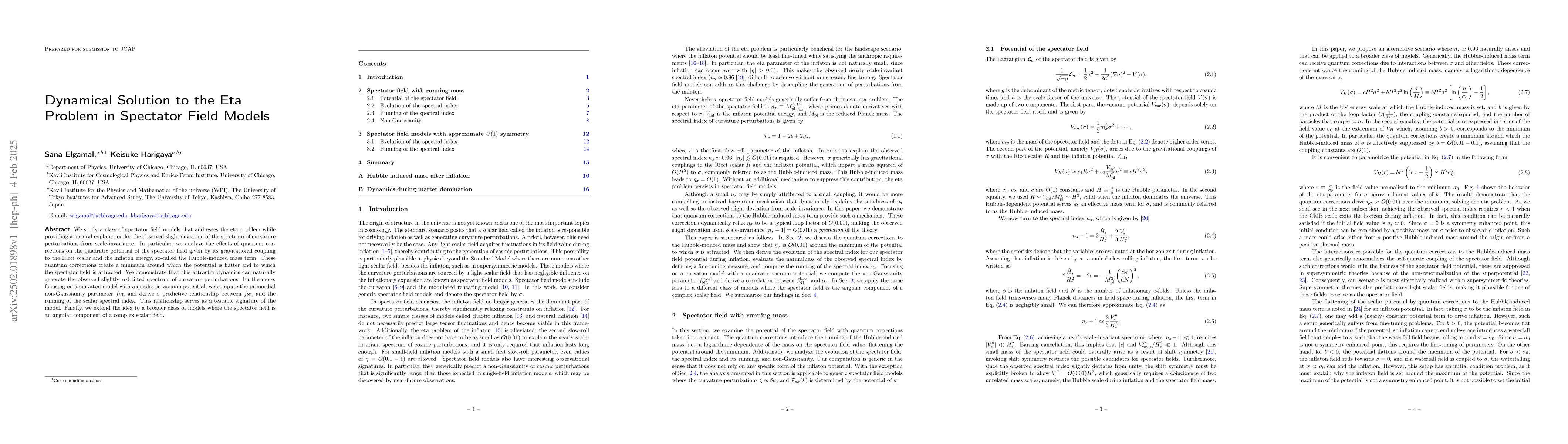 Thumbnail for Dynamical Solution to the Eta Problem in Spectator Field Models
