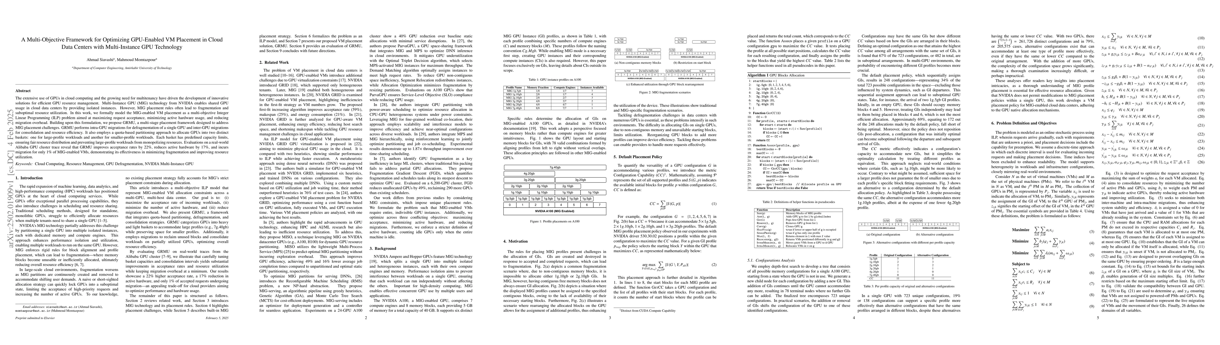 Thumbnail for A Multi-Objective Framework for Optimizing GPU-Enabled VM Placement in
  Cloud Data Centers with Multi-Instance GPU Technology